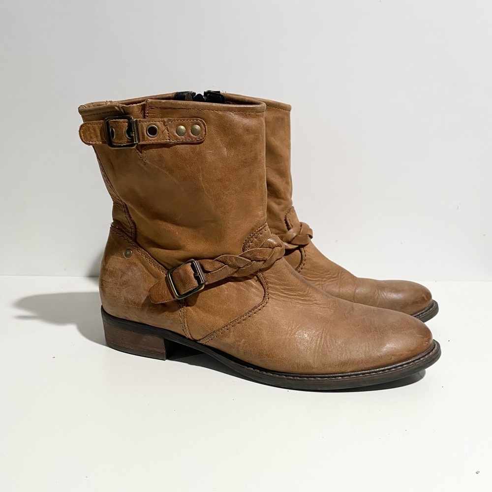 Paul Green Munchen Nathan Moto Ankle‎ Boots Cognac Brown 7.5